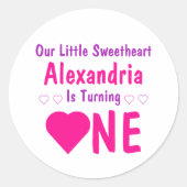 Sticker Rond Little Sweethee 1er anniversaire (Devant)