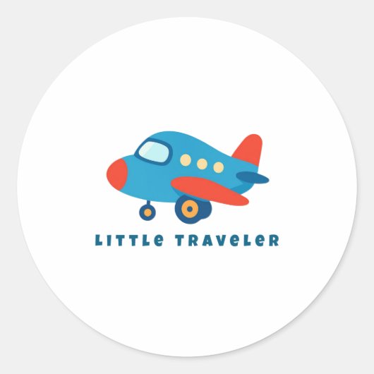 Sticker Rond Little Traveler Airplane for Kids (Devant)