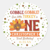 Sticker Rond Little Turkey Fall Thanksgiving 1er anniversaire (Devant)
