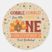 Sticker Rond Little Turkey Fall Thanksgiving 1er anniversaire (Devant)
