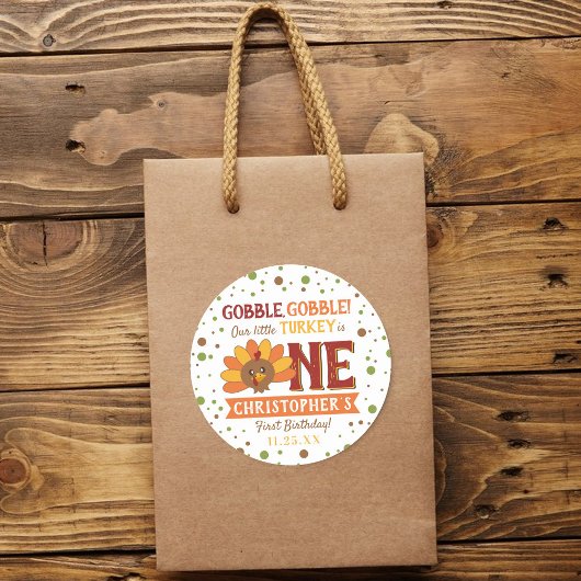 Sticker Rond Little Turkey Fall Thanksgiving 1er anniversaire