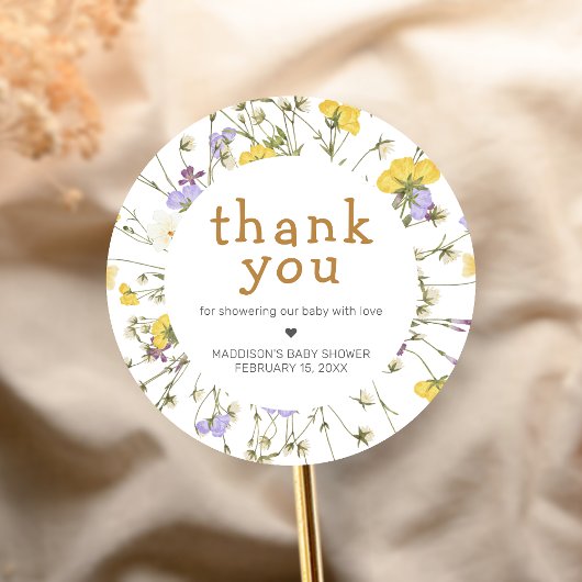 Sticker Rond Little Wildflower Baby Shower