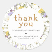 Sticker Rond Little Wildflower Baby Shower (Devant)