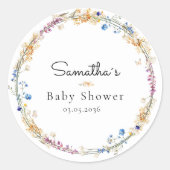 Sticker Rond Little Wildflower Boho Dream - Baby Shower (Devant)