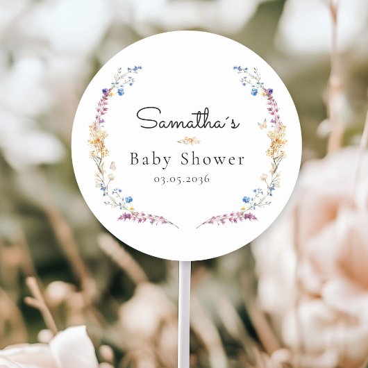 Sticker Rond Little Wildflower Boho Dream - Baby Shower