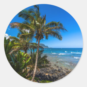 Sticker Rond Littoral tropical