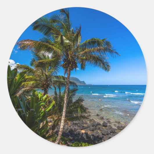 Sticker Rond Littoral tropical (Devant)