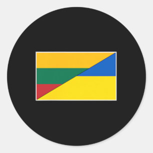 Sticker Rond Lituanie Drapeau Ukraine Lituanien Nation Ukrainie