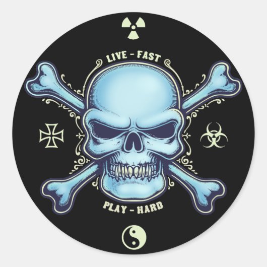 Sticker Rond Live Fast, Play Hard (Devant)