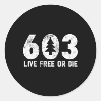 Sticker Rond Live Free Ou Die 603 Tree Nh Code Zone