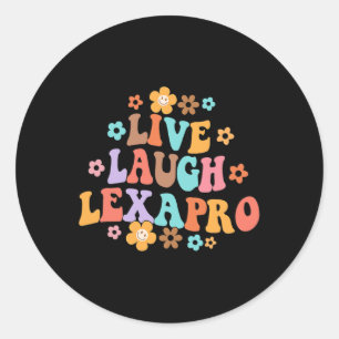 Sticker Rond Live Laugh Lexapro Thérapiste Super en santé menta