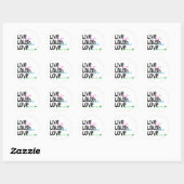Sticker Rond Live Laugh Love (Feuille)