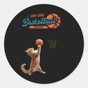 Sticker Rond Live Love Basketball Forever