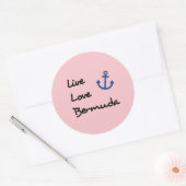 Sticker Rond Live Love Bermuda Script Texte avec Ancre (Enveloppe)