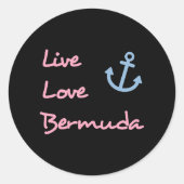 Sticker Rond Live Love Bermuda Script Texte avec Ancre foncé (Devant)