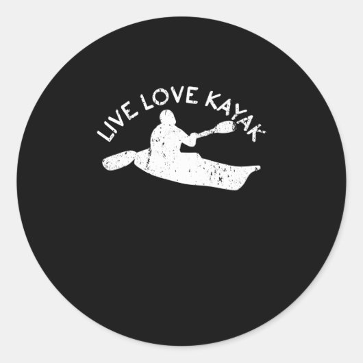 Sticker Rond Live Love Kayak Rowing Paddle Kayak Canoe Love (Devant)