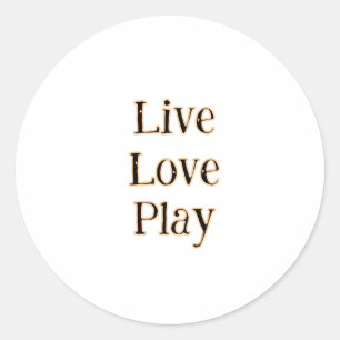 Sticker Rond Live love play black orange sport player moderne q