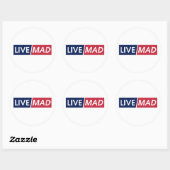 Sticker Rond LIVE MAD – Bold Minimal Modern Typography (Feuille)