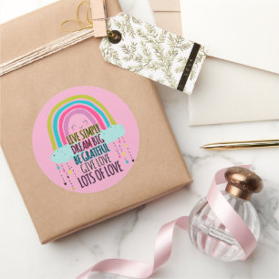 Sticker Rond Live Simply Dream Big Be Grateful Give Love