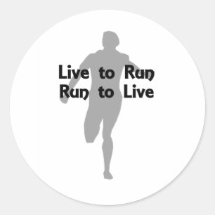 Sticker Rond Live to Run, Run to Live