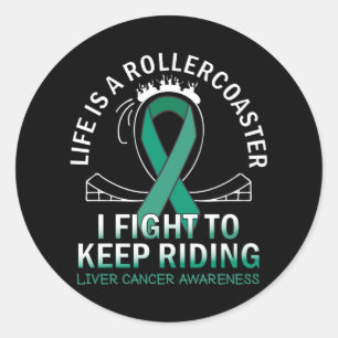 Sticker Rond Liver cancer awareness emerald green ribbon
