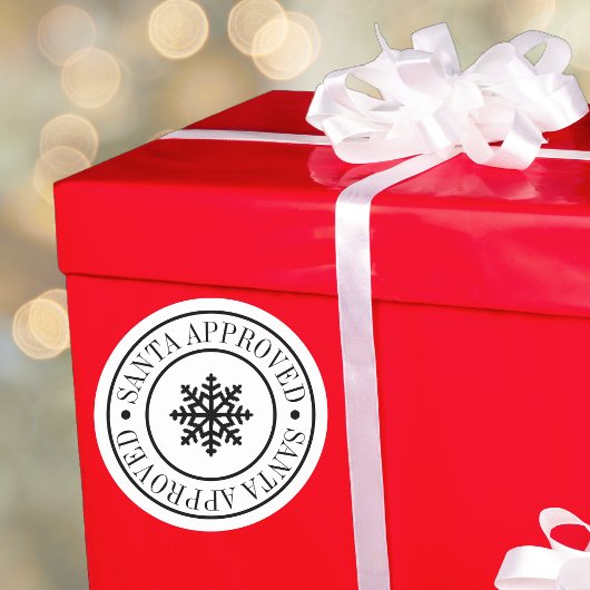 Sticker Rond Livraison de cadeaux approuvée de Noël Père Noël