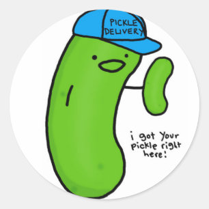 Sticker Rond Livraison de chiche — j'ai votre cornichon ici !