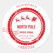 Sticker Rond Livraison de Noël par Père Noël North Pôle (Devant)