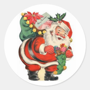 Sticker Rond Livraison de Noël vintage Joyeux Père Noël