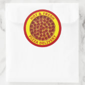 Sticker Rond Livraison de pizzas chaudes et fraîches (Sac)