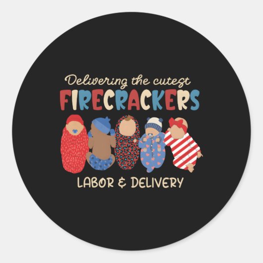 Sticker Rond Livraison De St Firecrackers Travail Livraison 4E  (Devant)