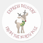 Sticker Rond Livraison d'Express du pôle Nord | Reindeer (Devant)