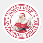 Sticker Rond Livraison du Pôle Nord de père Noël (Devant)