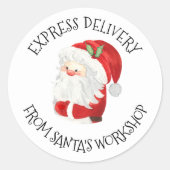 Sticker Rond Livraison Express Père Noël Atelier Père Noël (Devant)