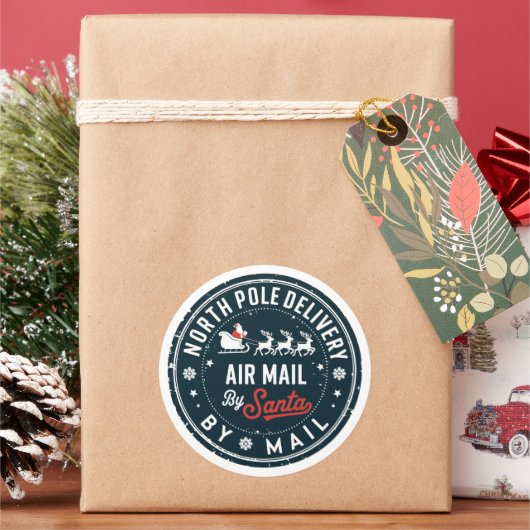 Sticker Rond Livraison Festive du Pôle Nord (vacances)