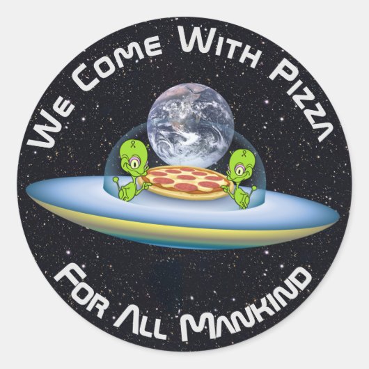 Sticker Rond Livraison personnalisée de pizza UFO (Devant)