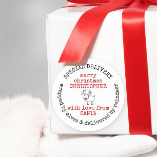 Sticker Rond Livraison personnalisée spéciale du Père Noël
