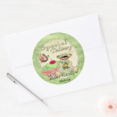 Sticker Rond Livraison spéciale Cupcake Bear BAKERY CATERY (Enveloppe)