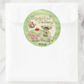 Sticker Rond Livraison spéciale Cupcake Bear BAKERY CATERY (Sac)
