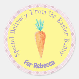 Sticker Rond Livraison spéciale de la part du lapin de Pâques