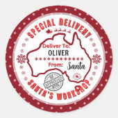 Sticker Rond Livraison spéciale de Père Noël à Enfant en Austra (Devant)