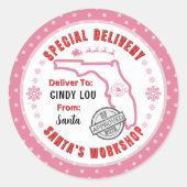 Sticker Rond Livraison spéciale de Père Noël à Enfant en Florid (Devant)