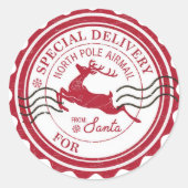Sticker Rond Livraison spéciale de Père Noël cadeau de Noël (Devant)