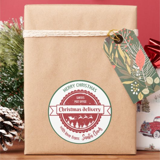 Sticker Rond Livraison spéciale de Père Noël Christmas (vacances)