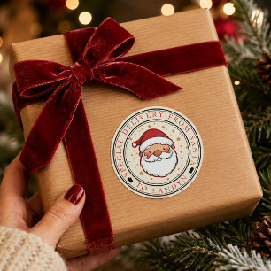 Sticker Rond Livraison spéciale de Père Noël Custom