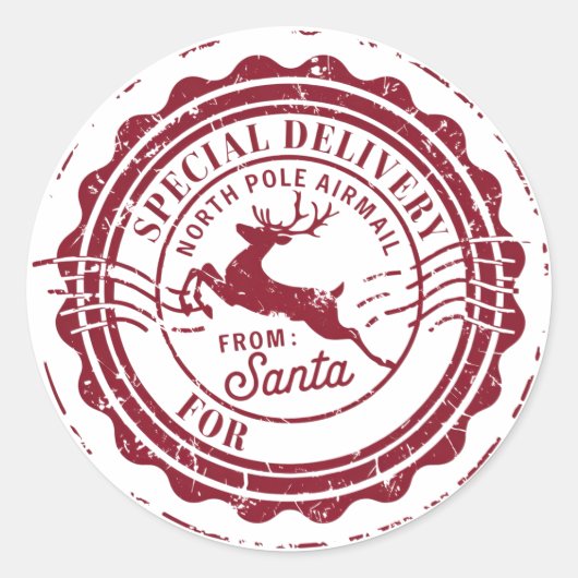 Sticker Rond Livraison spéciale de Père Noël Custom (Devant)