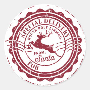 Sticker Rond Livraison spéciale de Père Noël Custom