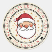 Sticker Rond Livraison spéciale de Père Noël Custom (Devant)
