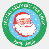 Sticker Rond Livraison spéciale de Père Noël Kids Christmas Cla (Devant)