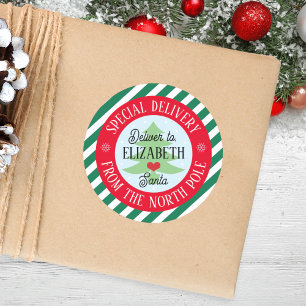 Sticker Rond Livraison spéciale de Père Noël Kids Christmas sti